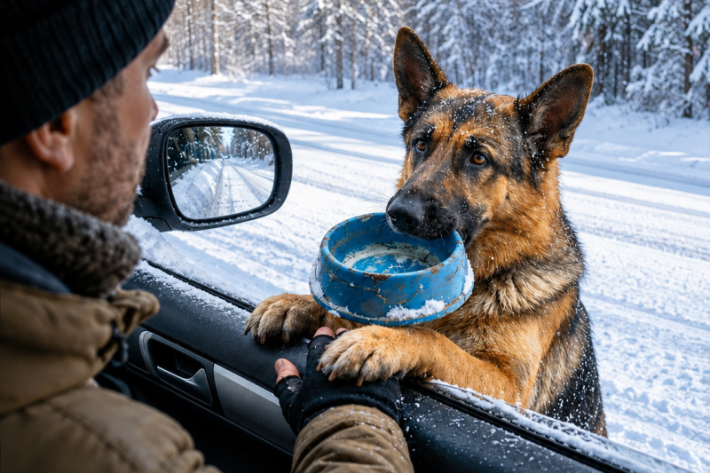 La perra del plato azul desapareció en la nieve… y lo que encontraron en el bosque hizo llorar a todo el pueblo