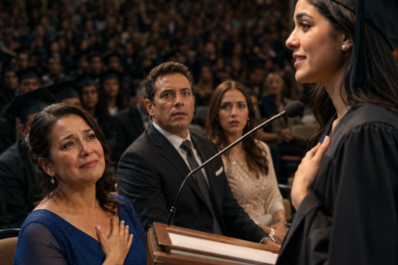 Mi exmarido llegó a la graduación de nuestra hija con su nueva esposa… pero se quedó mudo cuando ella dedicó su discurso a quien nunca la abandonó.