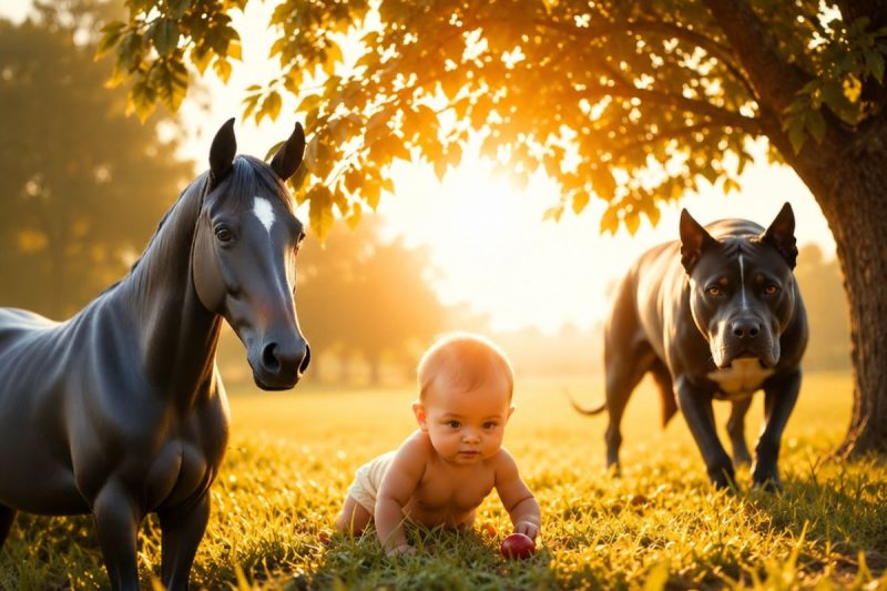 CABALLO ALAZÁN SALVA A NIETO DE HACENDADO DE ATAQUE DE PITBULL FUGITIVO