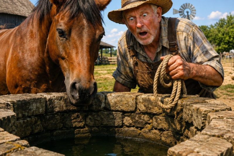 EL CABALLO SE NEGÓ A BEBER DEL POZO… Y LO QUE BRILLABA EN EL FONDO CAMBIÓ LA VIDA DEL DUEÑO…