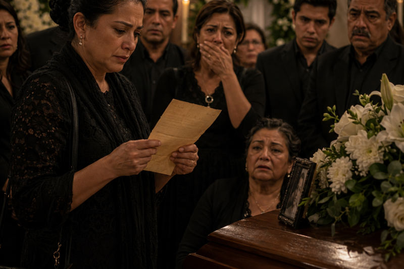 Mi tía apareció en el funeral de mi abuelo vestida de luto absoluto… pero la carta que traía en el bolso cambió la historia de toda la familia.