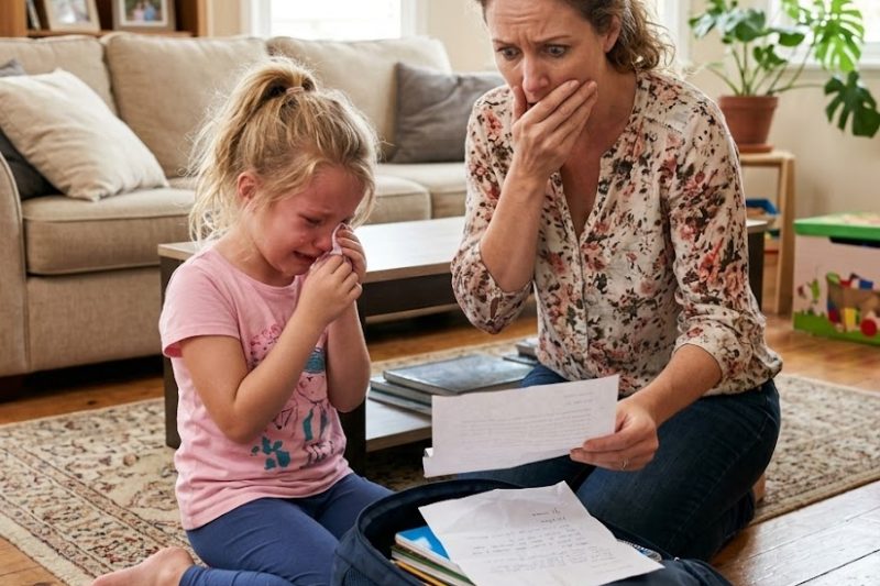 Mi hija volvió llorando de la escuela con una mochila ajena, pero al abrirla descubrimos una carta que destapó la mentira que había destruido a dos familias del barrio.