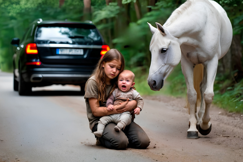 Su Padre la Abandonó con su Bebé en una Carretera Desierta… pero no Contó con el Caballo Blanco que Cambiaría su Destino
