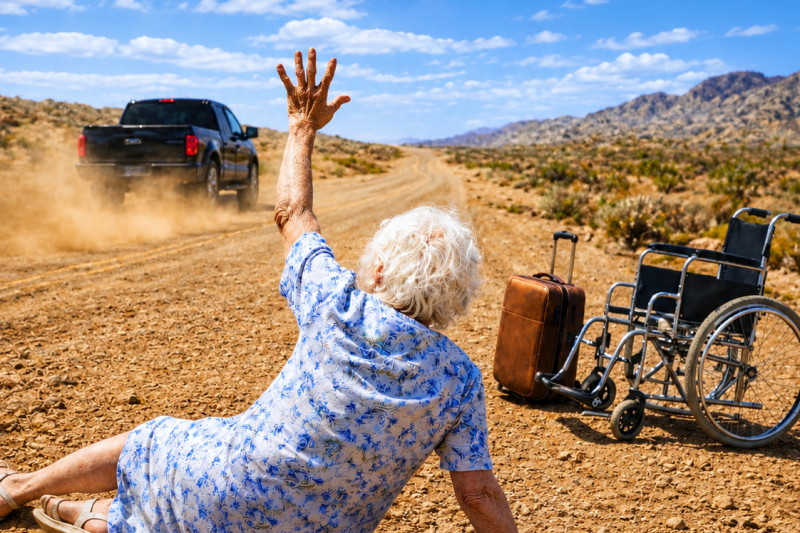 A los 91 años sus hijos la abandonaron en el desierto… pero no sabían que en su maleta llevaba la verdad que los destruiría
