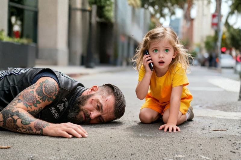 La niña salvó a un motociclista temido por todos en plena calle… sin imaginar que él volvería para cumplir la promesa que cambiaría su vida para siempre