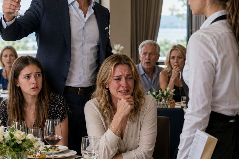 Mi esposo brindó por su “familia perfecta” delante de todos… sin saber que la mesera llevaba en el bolsillo la prueba de su traición.