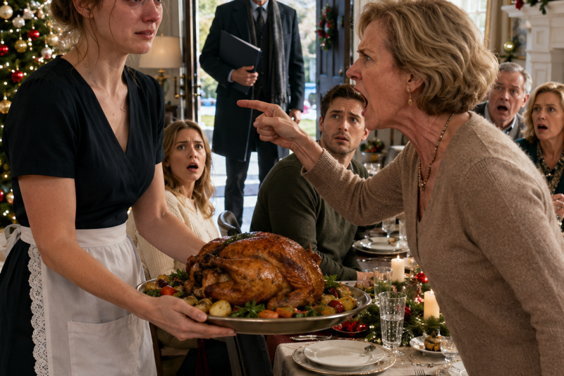 Mi suegra me hizo servir la cena como empleada en Nochebuena… pero no imaginó que el dueño de la casa venía a buscarme a mí.