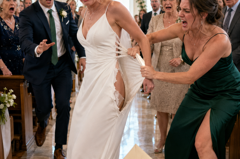 Mi cuñada rompió mi vestido frente a todos para arruinar la boda… pero entre la tela cayó una carta que cambió el destino de la familia.