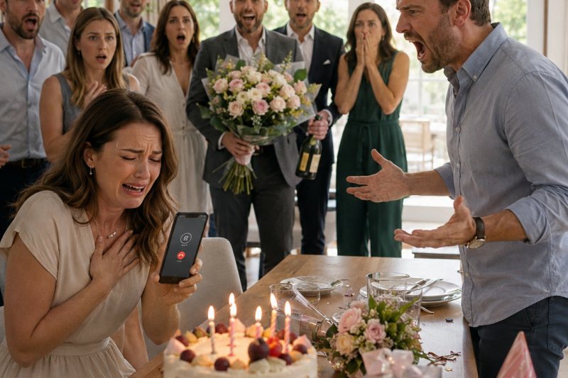Mi esposo canceló mi fiesta de cumpleaños para cenar con sus socios… sin imaginar que ellos venían a felicitarme a mí.
