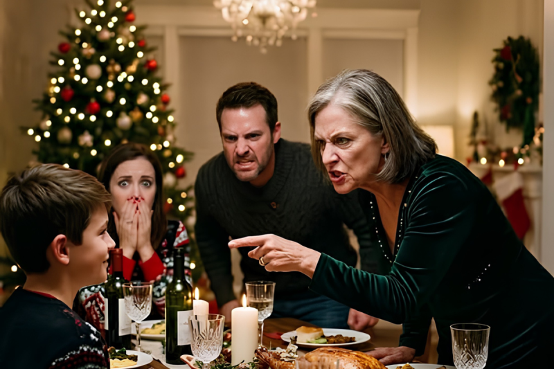 Mi suegra humilló a mi hijo en plena cena de Navidad… pero su respuesta dejó a toda la familia sin palabras