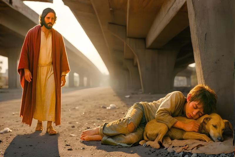 Un Niño Dormía Bajo un Puente con su Perro… Hasta que Devolvió una Cartera y Jesús Cambió su Destino Para Siempre