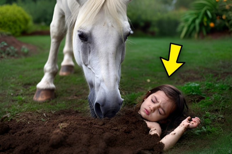 El Millonario Enterró Viva a una Niña Hambrienta en su Jardín… Pero No Contó con el Caballo Blanco que se Negó a Abandonarla