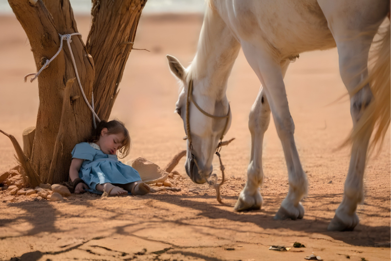 Su Padre La Dejó Atada Bajo El Sol Del Desierto… Pero No Contó Con El Caballo Blanco Que Nunca La Abandonaría