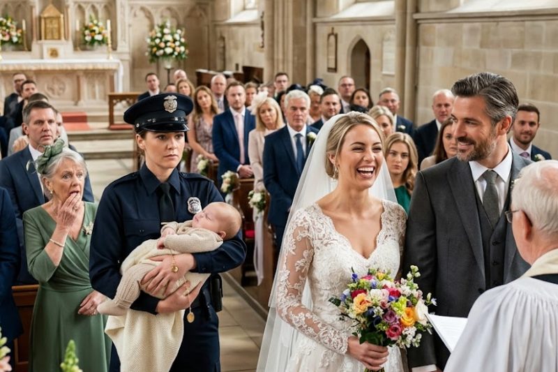 La mariée souriait devant les invités, sans savoir que la femme en uniforme qu’elle méprisait portait dans ses bras le secret capable de briser l’autel, la fortune et le nom de son futur mari.