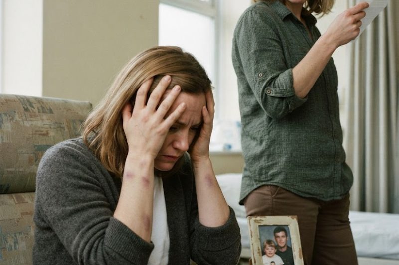 Mi hermana gemela llegó al psiquiátrico con moretones en los brazos y una frase que me partió la cabeza. Su esposo también había golpeado a su hija de tres años… y esa tarde yo salí usando su nombre