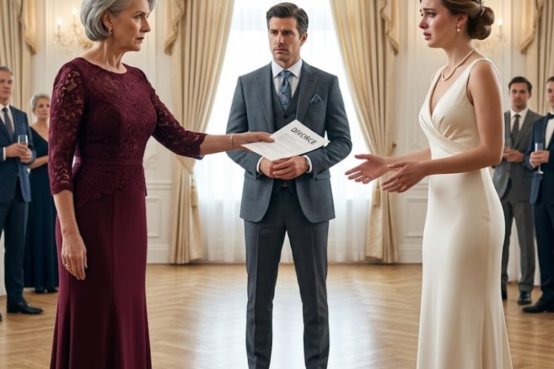 Mi suegra me regaló el divorcio en plena fiesta, sin imaginar que una hora después yo los dejaría en la calle con su propia mentira.