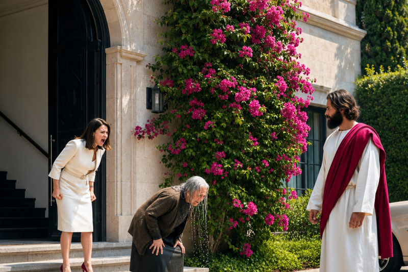 Le Tiró Agua a Su Madre Hambrienta… Sin Saber Que Jesús Estaba Mirando