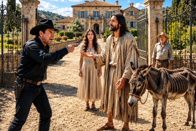 El Hacendado Echó a un Mendigo con Su Burro Moribundo… Sin Saber Que Era Jesús Poniendo a Prueba Su Corazón