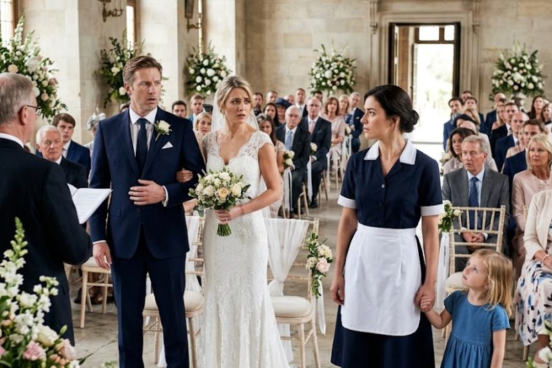 Le millionnaire pensait enterrer son ancienne amante avec une enveloppe pleine d’argent… jusqu’à ce qu’elle entre à son mariage en uniforme de domestique, tenant par la main une petite fille aux mêmes yeux que lui.