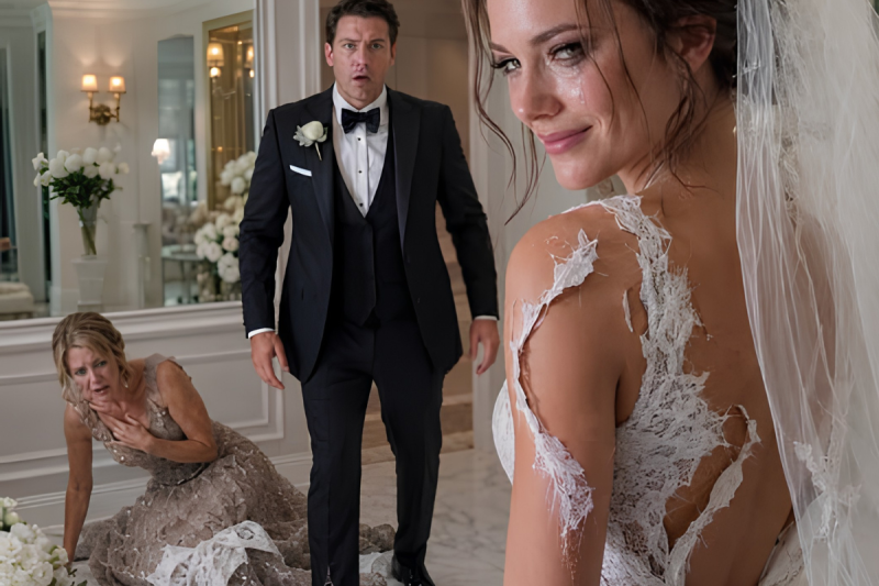 El día que mi suegra destrozó mi vestido de novia… sin saber que una cámara grabó su peor mentira