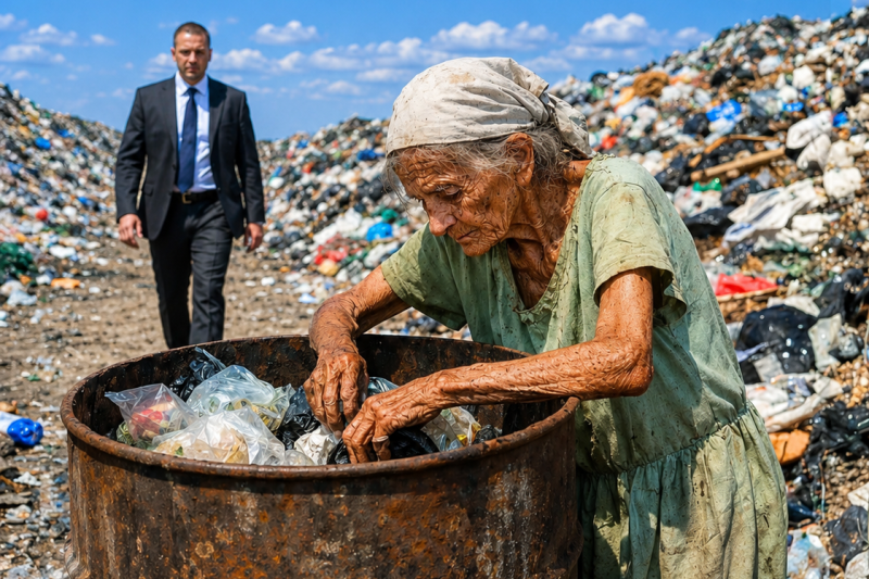Encontró a Su Madre Anciana Comiendo Sobras de la Basura… y Descubrió que el Dinero Nunca Había Sido Amor