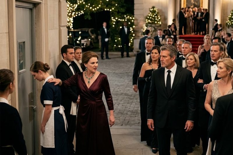 La esposa del magnate obligó a la empleada a entrar por la puerta de servicio durante la fiesta, sin saber que el hombre más poderoso de la ciudad había venido solo para buscarla a ella.