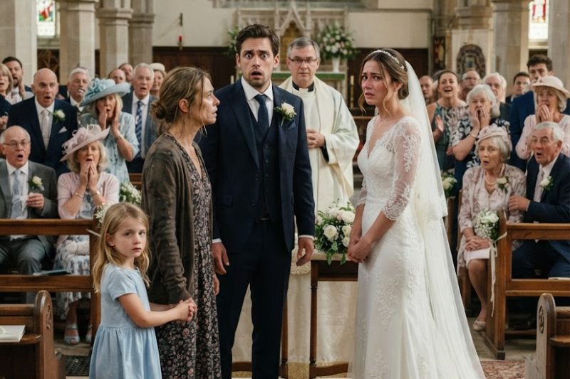 Il avait juré que personne ne saurait jamais pour cette femme pauvre… mais le jour de son mariage, elle apparut devant l’autel avec une enfant et une phrase qui glaça tout le monde.