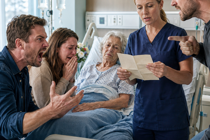 Mis tres hijos pelearon por mi herencia frente a mi cama de hospital… hasta que la enfermera leyó la carta que escribí en secreto.
